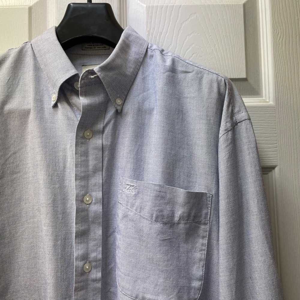 Cutter & Buck Men's Size L Blue Long Sleeve Button Down Shirt Embroidered Logo